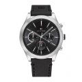 Mens Silver/Black Ashton Leather Watch 59760 by Tommy Hilfiger from Hurleys