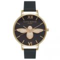 Womens Black & Gold Animal Motif Moulded Bee Watch 72908 by Olivia Burton from Hurleys