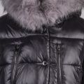 Womens Black Platinum Chromium Quilted Hooded Jacket