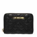 Womens Black Diamond Quilted Zip Around Small Purse 79552 by Love Moschino from Hurleys