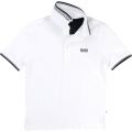 Boys White Tipped S/s Polo Shirt 7490 by BOSS from Hurleys