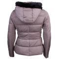 Womens Taupe Fur Hooded Down Jacket