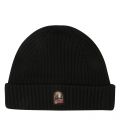 Mens Black Branded Rib Hat 77779 by Parajumpers from Hurleys