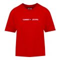 Womens Racing Red Linear Logo S/s T Shirt 52879 by Tommy Jeans from Hurleys