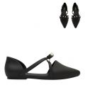 Womens Black Bow Matte Pointy Stripe Shoes 89691 by Melissa from Hurleys