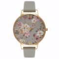Womens Grey & Gold Flower Show Big Dial Watch 18271 by Olivia Burton from Hurleys