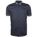 Mens Dark Carbon Flat Knit Collar S/s Shirt 60728 by Fred Perry from Hurleys