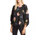 Womens Black/Pink Eleonore Light Puff Sleeve Blouse 41266 by French Connection from Hurleys