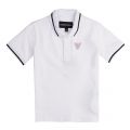 Boys White Logo Tipped S/s Polo Shirt 27980 by Emporio Armani from Hurleys