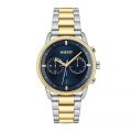 Mens Gold/Silver/Blue Advise 2 Tone Bracelet Watch 104360 by HUGO from Hurleys