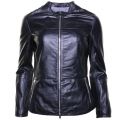 Womens Blue Leather Jacket 27192 by Armani Jeans from Hurleys
