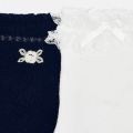 Girls Navy/White Frill & Flower 2 Pack Socks 58385 by Mayoral from Hurleys