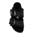 Womens Black Leather Oiled Arizona Big Buckle Shearling Sandals 92386 by Birkenstock from Hurleys