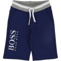 Boys Blue Branded Leg Sweat Shorts 19692 by BOSS from Hurleys