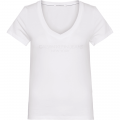 Bright White Iridescent Logo V-Neck S/s T Shirt 60133 by Calvin Klein from Hurleys