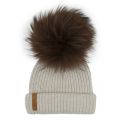 Womens Linen/Brown Wool Hat with Pom 47602 by BKLYN from Hurleys