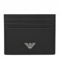 Mens Black Branded Leather Card Holder 45751 by Emporio Armani from Hurleys