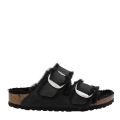 Womens Black Leather Oiled Arizona Big Buckle Shearling Sandals 92388 by Birkenstock from Hurleys
