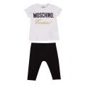 Baby White/Black Couture T Shirt & Leggings Set 42016 by Moschino from Hurleys