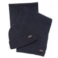 Mens Navy Carlton Beanie & Scarf Set 97478 by Barbour from Hurleys