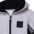 Toddler Grey Marl Logo Tape Hooded Zip Through Sweat Top 95998 by BOSS from Hurleys