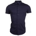 Mens Blue Slim Fit S/s Shirt 69670 by Armani Jeans from Hurleys