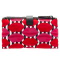 Womens Red & Pink Lip Stripe Double Make Up Bag