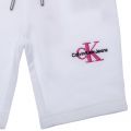 Girls Bright White Monogram Cycle Sweat Shorts 104808 by Calvin Klein from Hurleys