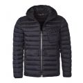Mens Black Ouston Hooded Quilted Jacket 64655 by Barbour International from Hurleys