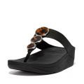 Womens All Black Halo Shimmer Toe-Post Flip Flops 109772 by FitFlop from Hurleys