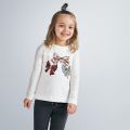 Girls Cream Printed Bows L/s T Shirt 74977 by Mayoral from Hurleys