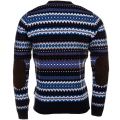 Heritage Mens Navy Caistown Fair Isle Crew Jumper 64770 by Barbour from Hurleys