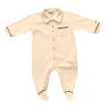 Baby Long Sleeve Polo Romper In White