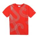 Boys Bright Red All Over Logo S/s T Shirt 83897 by BOSS from Hurleys