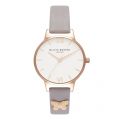 Womens Grey Lilac & Rose Gold Butterfly Embellished Strap Watch 27962 by Olivia Burton from Hurleys