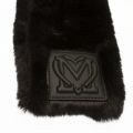 Womens Black Oval Crossbody Bag With Faux Fur Scarf