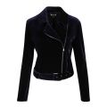 Womens Dark Blue Velour Biker Jacket 78267 by Emporio Armani from Hurleys