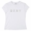 Girls White Shiny Branded Logo S/s T Shirt 36520 by DKNY from Hurleys