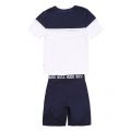 Boys White/Navy Branded Lounge T Shirt & Shorts Set 55987 by BOSS from Hurleys