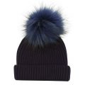 Womens Navy Wool Hat Wool Hat With Changeable Fur Pom 15842 by BKLYN from Hurleys