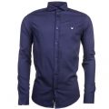 Mens Blue Textured L/s Shirt 61288 by Armani Jeans from Hurleys