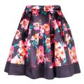 Womens Black Multi Allegro Poppy Satin Flared Skirt