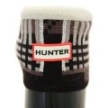 Womens Black & White Tall Tartan Cuff Wellington Socks 67364 by Hunter from Hurleys