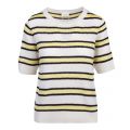 Womens White/Yellow Vimana Stripe S/s Knitted Top 57682 by Vila from Hurleys