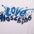 Womens White/Blue Splash Logo S/s T Shirt 85863 by Love Moschino from Hurleys