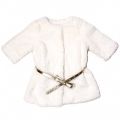 Baby White Belted Faux Fur Coat