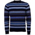 Heritage Mens Navy Caistown Fair Isle Crew Jumper 64767 by Barbour from Hurleys