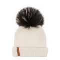 Womens Off White/Black Wool Hat With Pom 31546 by BKLYN from Hurleys