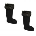 Womens Black Original Tall Faux Fur Socks 80191 by Hunter from Hurleys