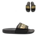 Mens Black/Gold Branded Velcro Slides 87260 by EA7 from Hurleys